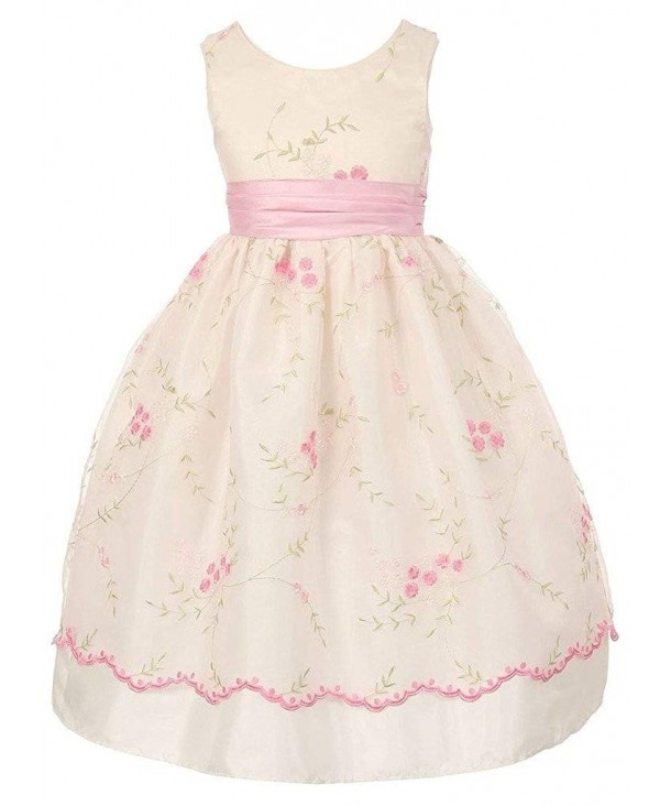 iGirldress Girls Embroidered Satin Flower