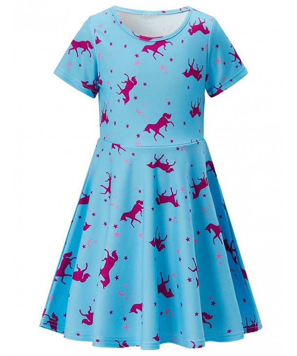 Funnycokid Summer Sleeve Printed Dresses