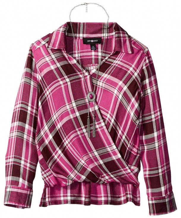 Amy Byer Girls Plaid Sleeve