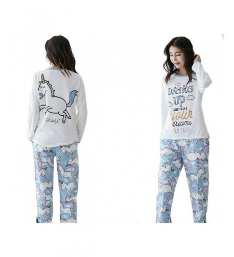 Cartoon Unicorn Sleeves Pajamas Sleepwear