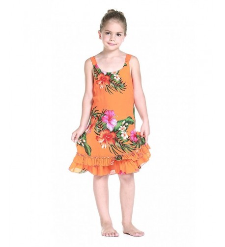 Girl Ruffle Hawaiian Dress Orange