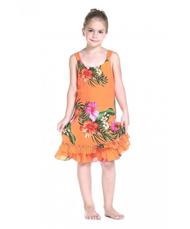 Girl Ruffle Hawaiian Dress Orange