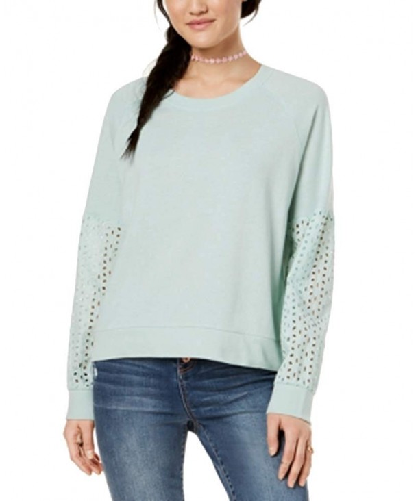 Hippie Rose Juniors Eyelet Contrast Sweatshirt