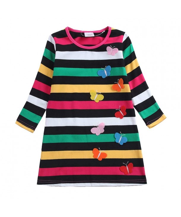 JUXINSU Toddler Dresses Butterfly Striped