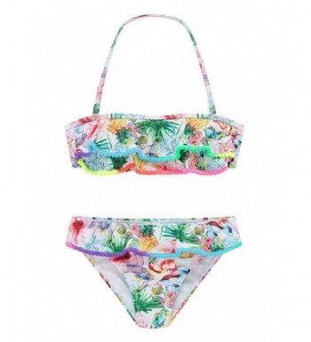 TiaoBug Girls One-Piece One Shoulder Adjustable Swimsuit Swimwear Hawaiian Ruffle Beach Bathing Suit