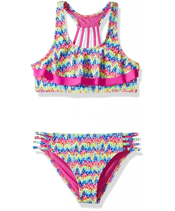 VIGOSS Girls Double Flounce Swimsuit