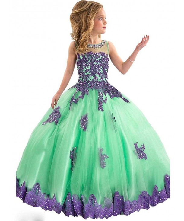 Girls Appliques Beads Pageant Dresses