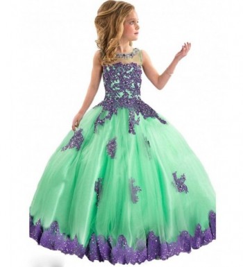 Girls Appliques Beads Pageant Dresses