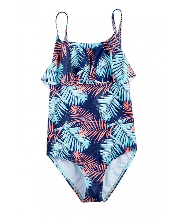 CharmLeaks Ruffle Swimsuit Striped Swimwear