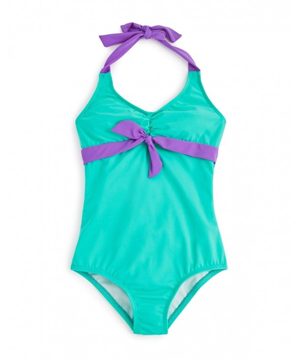 Aqua Girls Blocked Halter Swimsuit