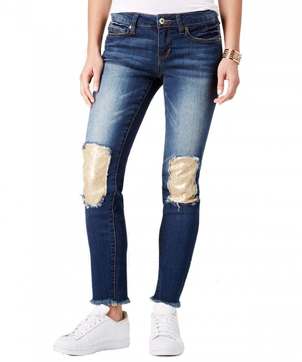 dollhouse Juniors Sequin Patch Skinny Jeans