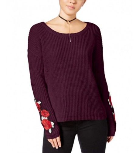 Almost Famous Juniors Rose Embroidered Sweater