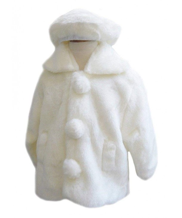 Little Girls Faux Fur Coat with Hat - Ivory - CH12N2JXRP5