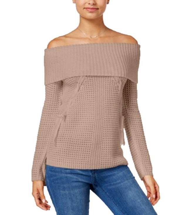 OhMG Juniors Lace up Off The Shoulder Sweater