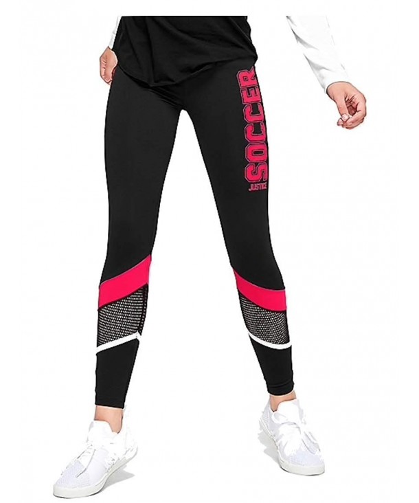 Justice Leggings Stripe Soccer Black