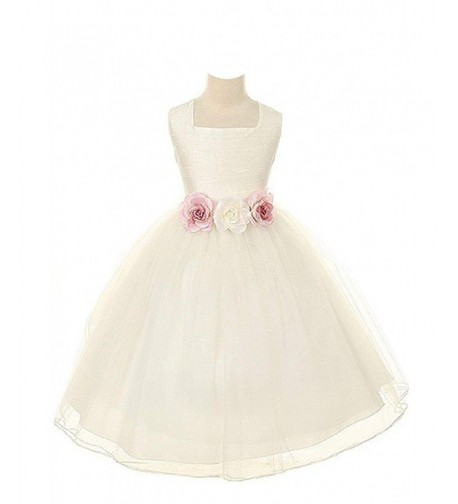 Kids Dream Dupioni Flower Dress white 12