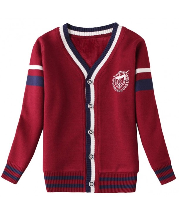 Mallimoda Cardigan Sweater Fleece Style Red