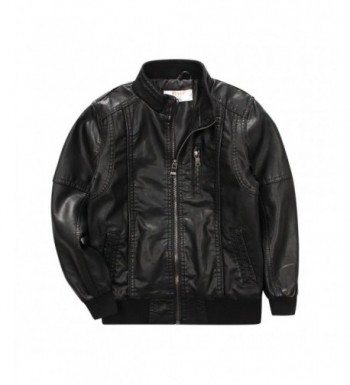 LJYH BoysClassic Stand Collar Leather Jacket
