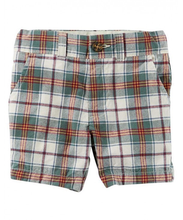 Carters Green Plaid Button Shorts