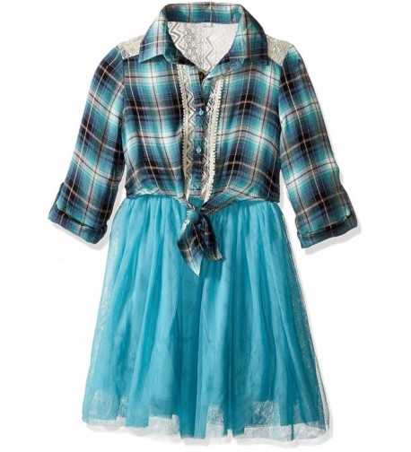 Beautees Girls Woven Plaid Solid
